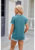 2025 Spring/Summer V-Neck Button Loose Short-Sleeve Solid Color T-shirt