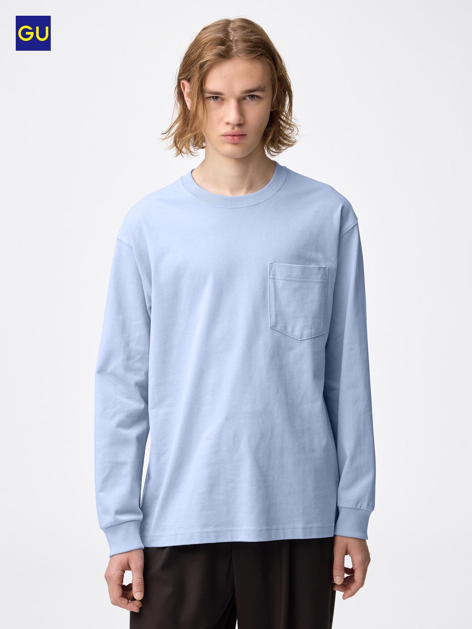 

Uniqlo Gu Тяжелая Футболка с Круглым Вырезом и Длинным Рукавом 61 BLUE/UNISEX XL