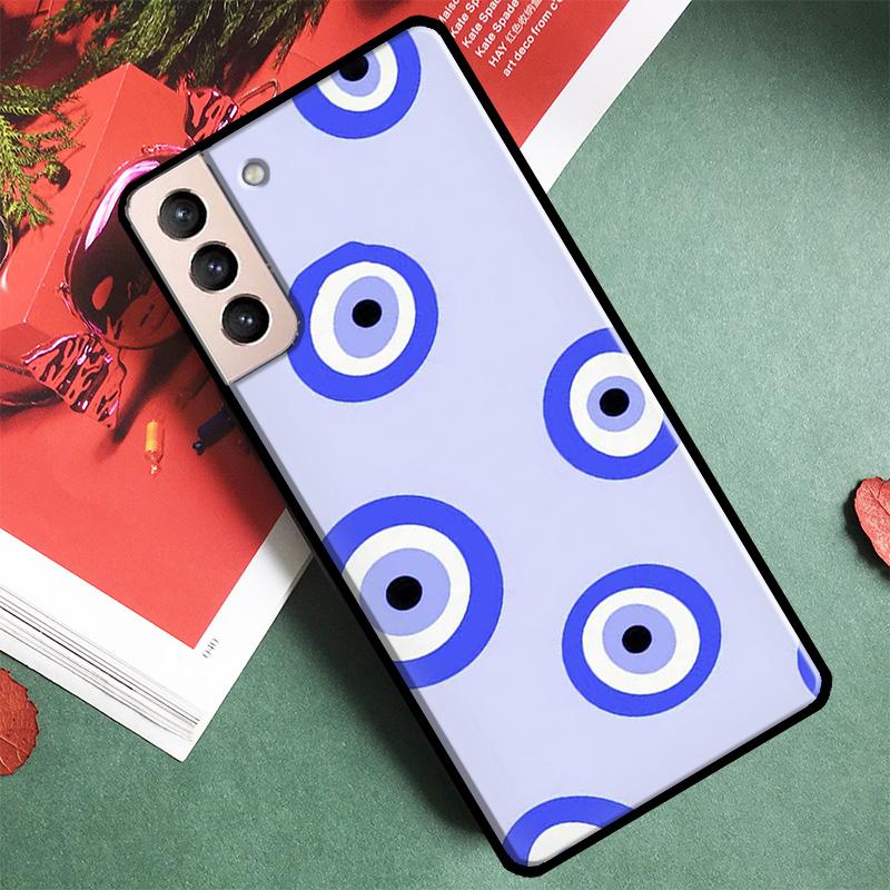 Lucky Eye Blue Evil Eye Print Phone Case For Samsung Galaxy S24 Ultra S9 S10 S20 S21 S22 S23 S25 Plus S24 FE Back Cover