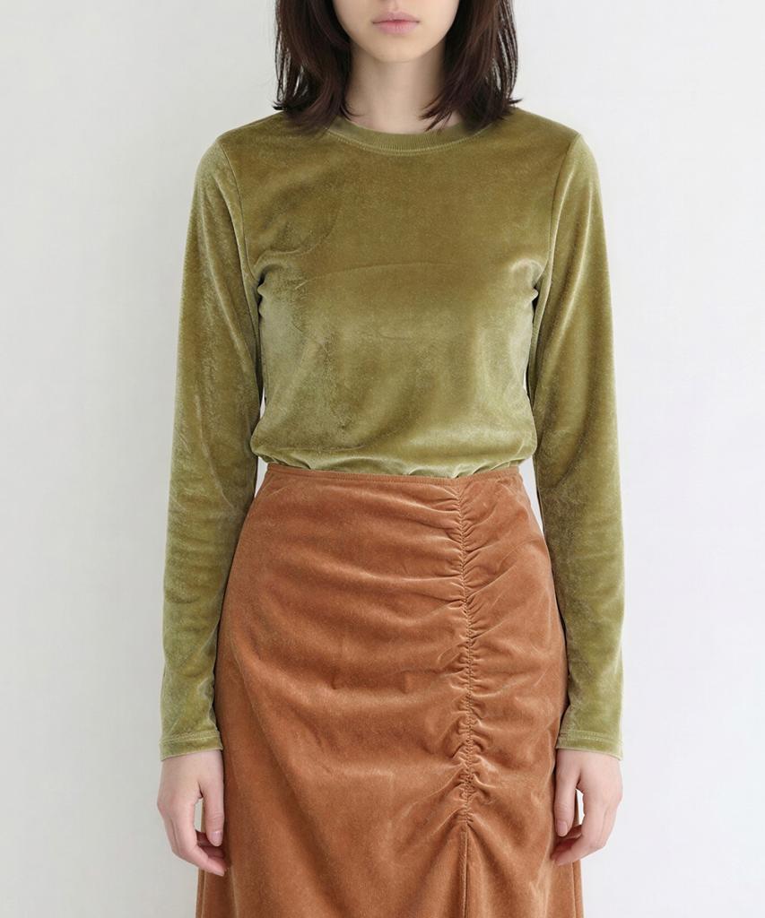 Peulmo Velvet Long Sleeve Top [Dark Green]