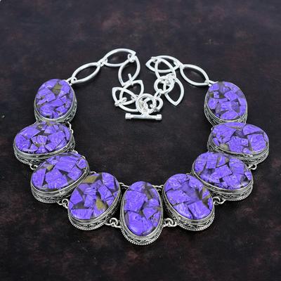 Collier Charoïte Cuivre Pierre Gemme Authentique Bijou Fait Main Collier Argent Sterling 925 Collier Chaîne Réglable Collier Vintage Pour Cadeaux