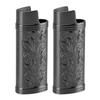 2pcs Retro Lighter Case Compact 3D Floral Stamped Engraving Zinc Alloy Protective Case Cover