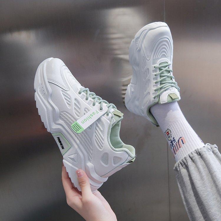 

Hong Kong style street shooting dad shoes women 2025 spring and autumn new Korean version breathable mesh shoes fashion casual women s sports shoes 36 зелёный