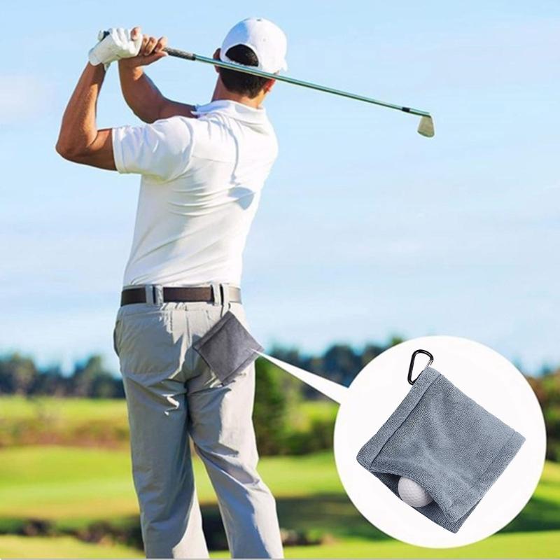 Golf Wipe Cloth Cleaner Microfiber Golf Ball Cleaning Towel with Carabiner Hook
