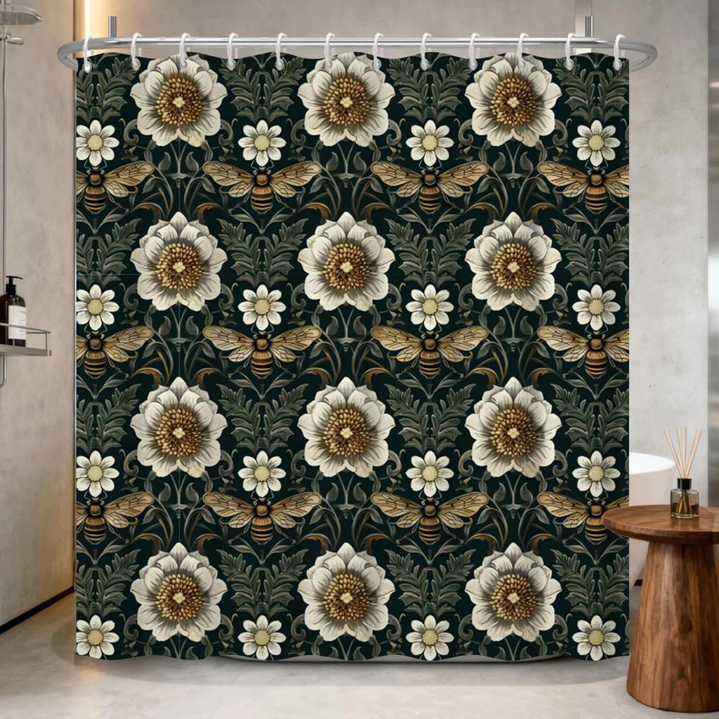 Boho Shower Curtain - Celestial Moon & Botanical Vine Print Waterproof Bathroom Curtain with Rust-Proof Hooks Included,Bohemian