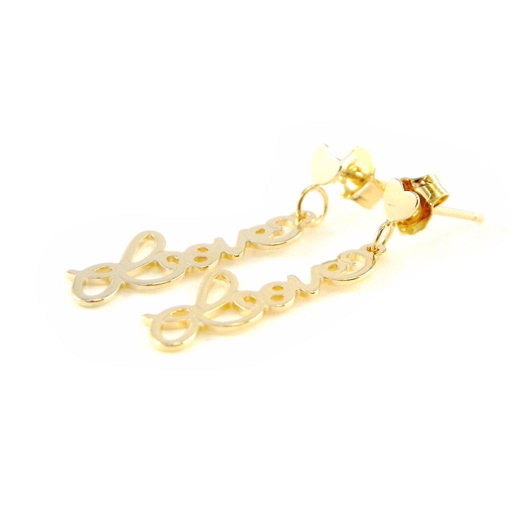Les Trésors De Lily [H6174] - Gold Plated 'Love' Earrings - 25x7 Mm