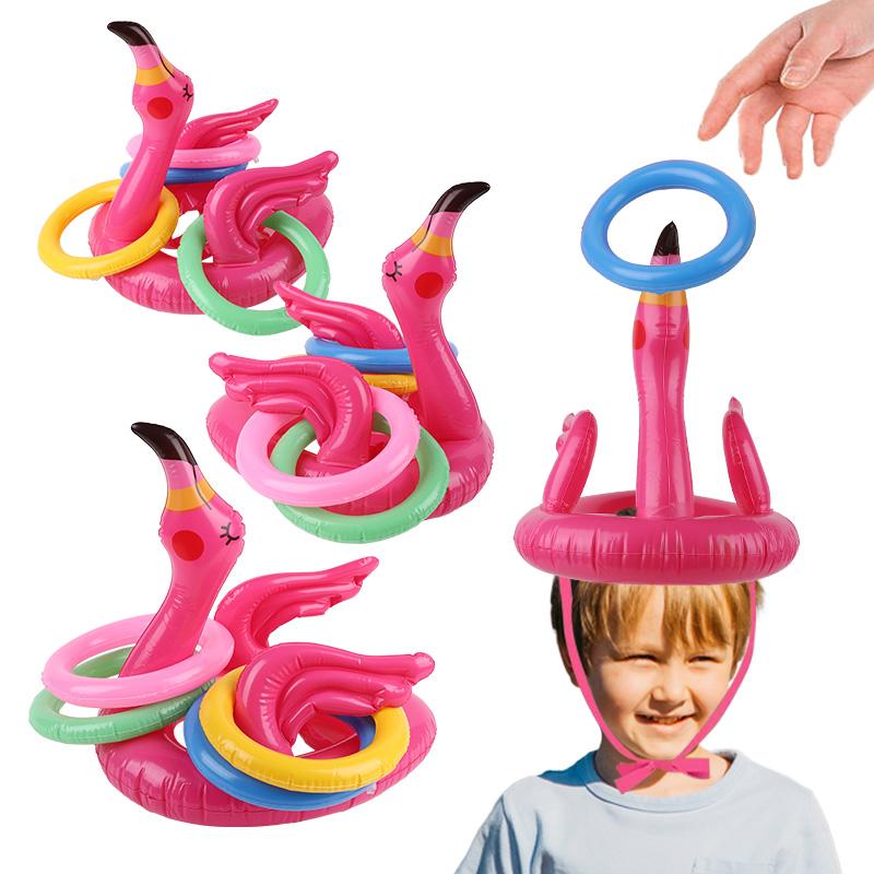 Różowy Dmuchany Flaming Rzut do celu Gry Rzutowe Lato Plaża Impreza przy basenie Zabawki Upominki na przyjęcie urodzinowe dla dorosłych i dzieci Artykuły Prezent