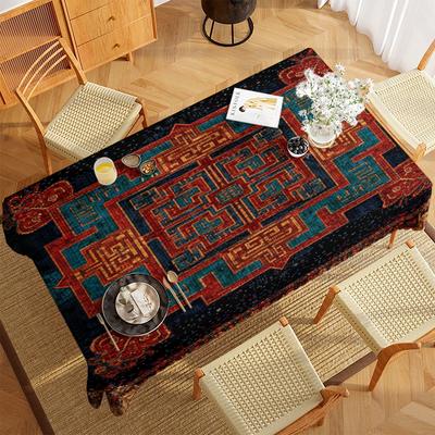 Polyester 2D Flachbedruckte Vintage Tischdecke Camping Picknickdecke Raumdekoration Tischdecken für Esstisch Partyzubehör