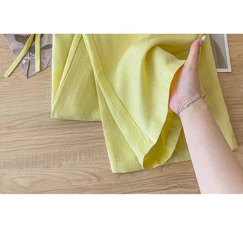 Tencel linen cotton wide-leg pants for women, thin style, 2026 new model, high-waisted, drapey, cropped straight-leg linen pants