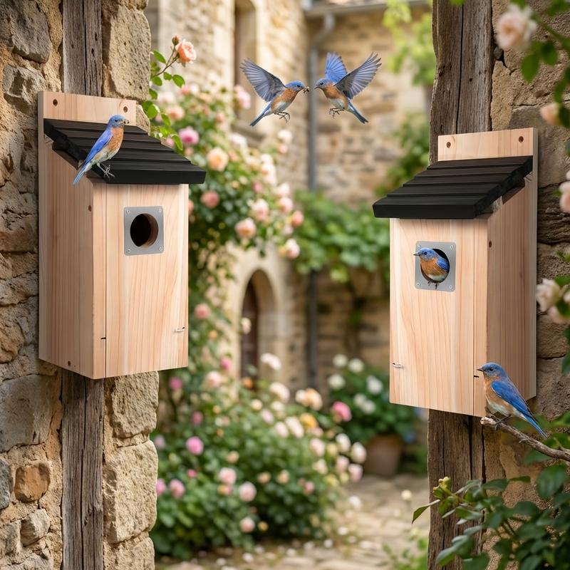 Bird Houses for Outside Cedar Bird House Outdoor, Bluebird Finch Swallow Wren Chickadee Assembly Required