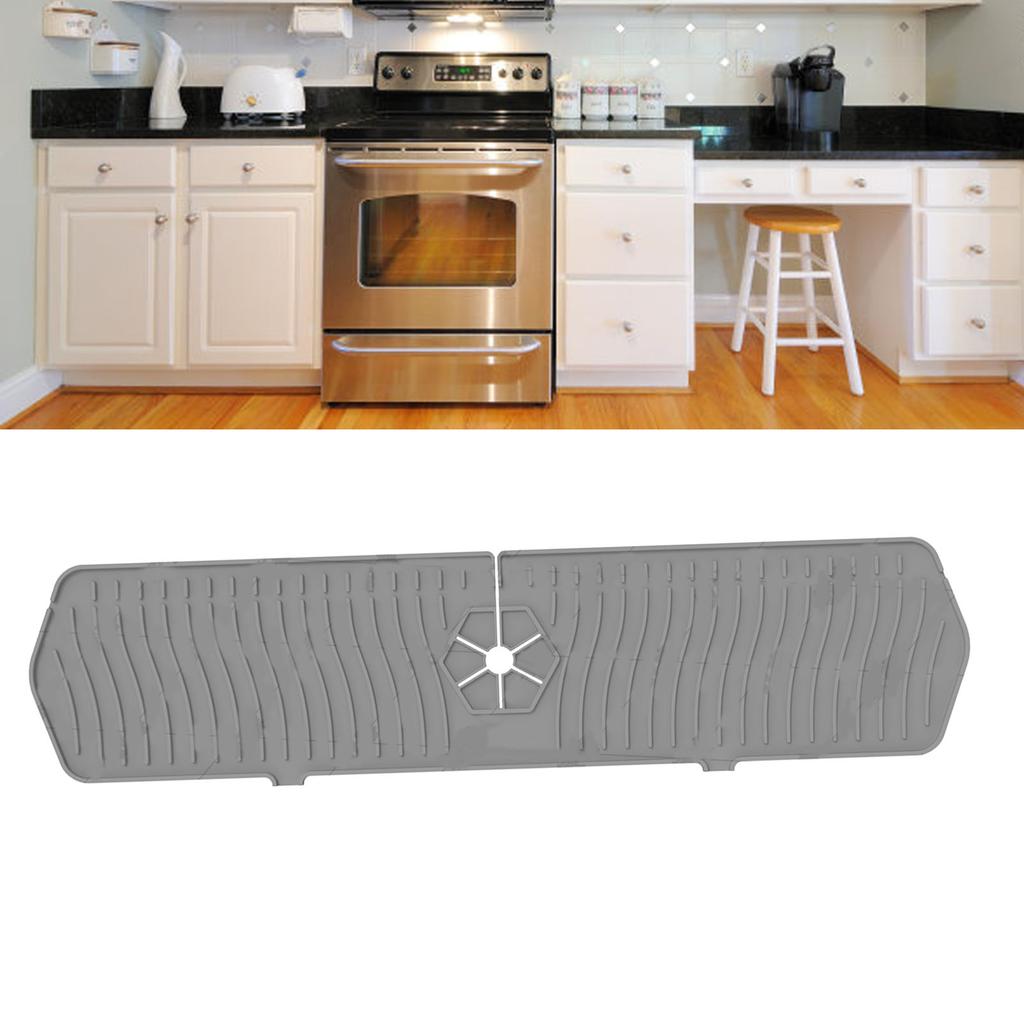 Silicone Faucet Drip Catcher Tray 24inch Faucet Drying Mat for Kitchen Counter Bathroom