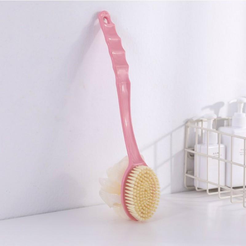 Long Handle Back Scrubber With Soft Bristles Hanging Shower Brush Body Exfoliation Bathing Universal Use