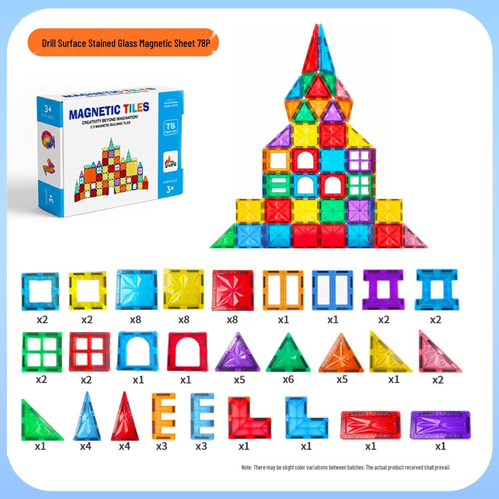 2025 Magnetic Building Blocks: Strong Magnet City Light & Shadow Architecture Stained Glass Tiles