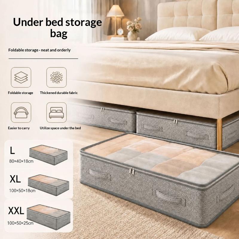Under Bed Storage Organizer Heavy Duty Foldable Large Capacity With Handles for Seasonal Clothes Blankets Shoes