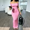 Summer fashion slim fit solid color one-word neck sleeveless off-the-shoulder waist sexy hip-wrapped pure desire dress