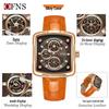 Oufanny Women's Trendy Square Quartz Watch - Luminous, Six-Hand Design, Waterproof, Cool Cowhide Strap.