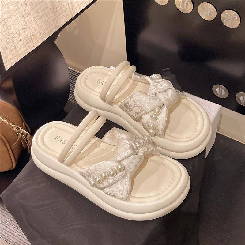 Casual versatile platform Boken slippers women's 2025 summer new wear heightening one-word cool slippers women's shoes