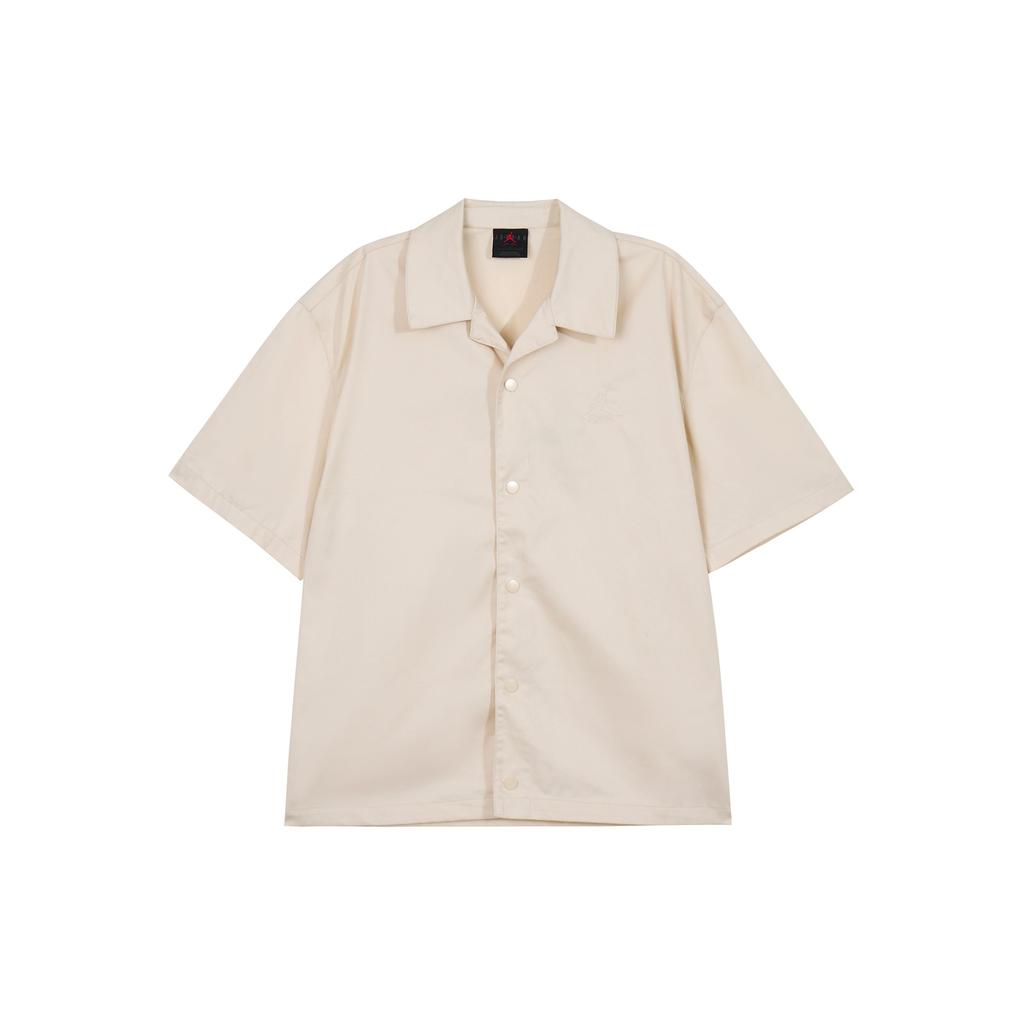 Jordan Essentials Embroidered Logo Retro Casual Single-Breasted Soft Collar Short Sleeve Shirt Men Tops Khaki FN4626-203