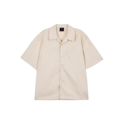 Essentials Embroidered Logo Retro Casual Single-Breasted Soft Collar Short Sleeve Shirt Men Tops Khaki FN4626-203