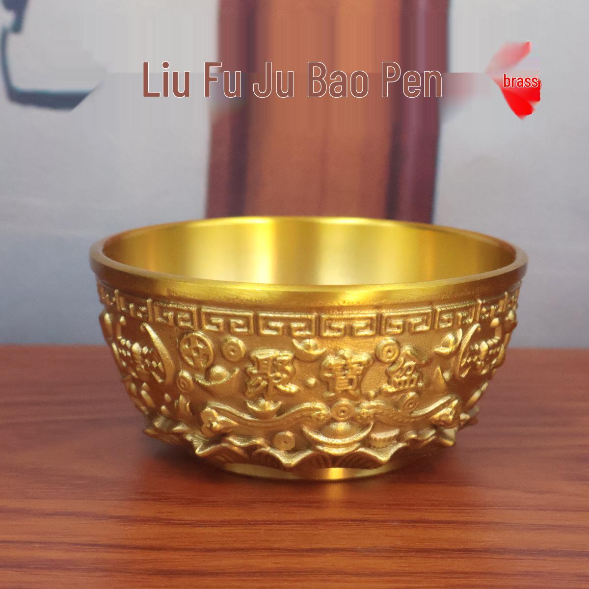 Brass Ancient Treasure Jar with Copper Coins – Classical Chinese Hundred Blessings Handicraft