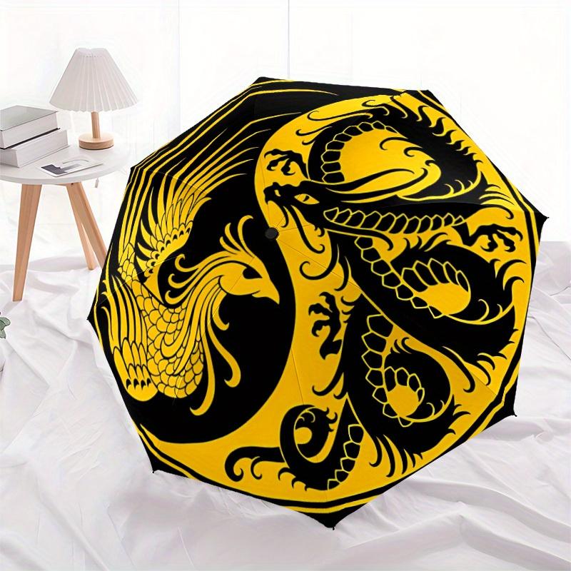 1pc Dragon Phoenix Yin Yang Print Automatic Open/Close Umbrella, Perfect Gift for Birthday, Christmas,Halloween, Trendy Fashion y250828105