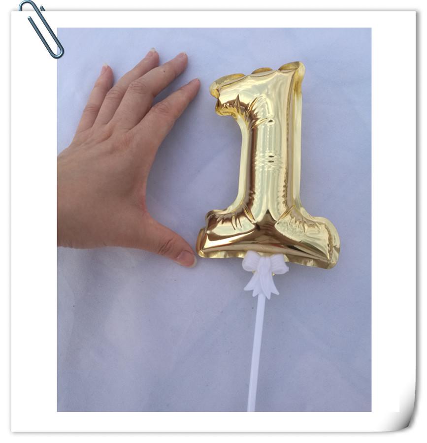 Balon din aluminiu auto-gonflabil de 14 cm cu număr, decor pentru tort, petrecere de aniversare 0-9 inserție.