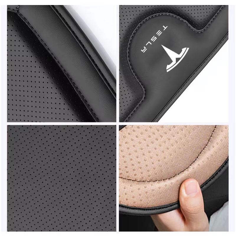 CREKH1 Nappa Leather Car Seat Cushion For Tesla Model S X Y Juniper 3 Highland Cybertruck Breathable Seat Cover Car Interior Accessorie
