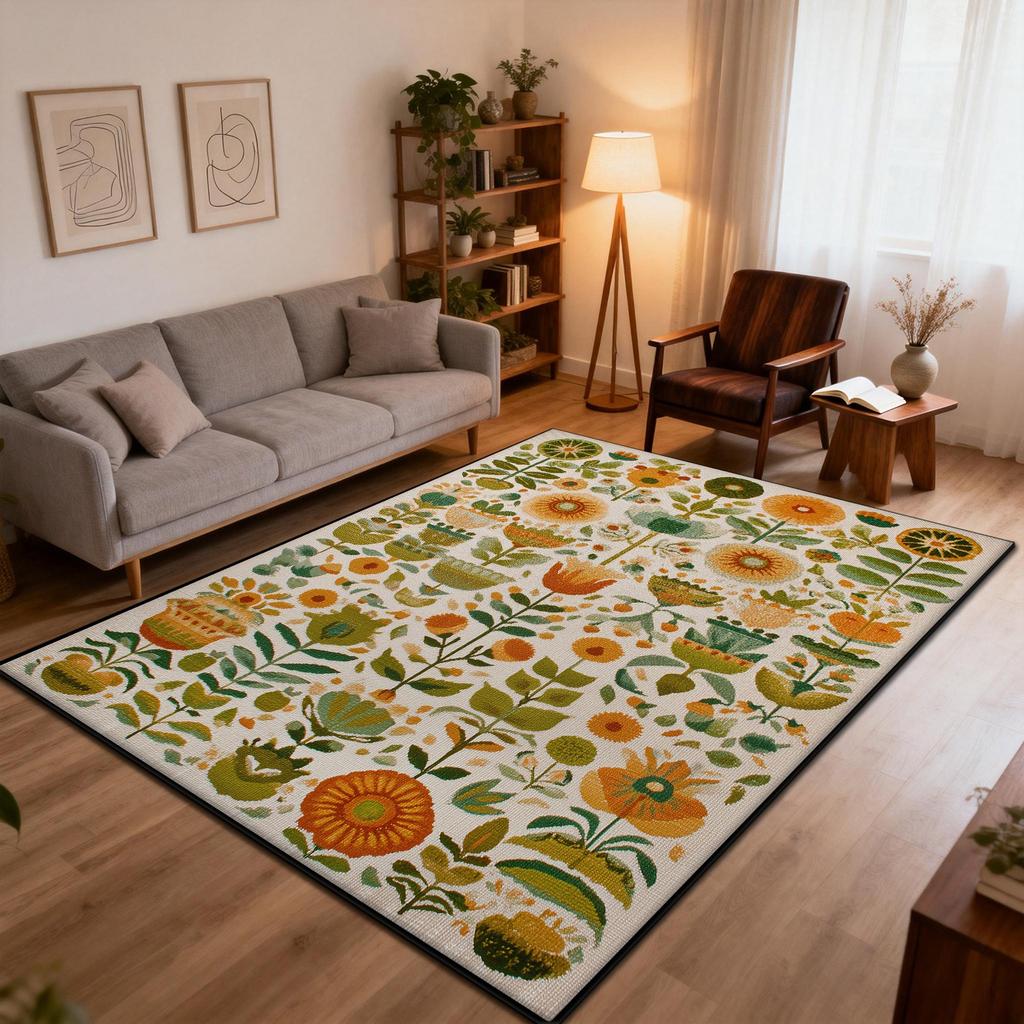 Vintage Classic Flowers Fluffy Living Room Carpet Decoration Bedside Easy Clean Soft Rug Large Area Non-slip Luxury Floor Mats