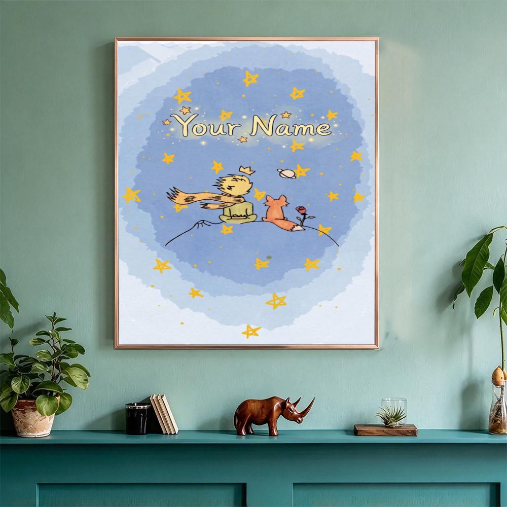 Little Prince Customize Your Name Diamond Painting Round Diamond Rhinestones Mosaic Diamond Embroidery Wall Paintings Rhinestones Gift Frameless
