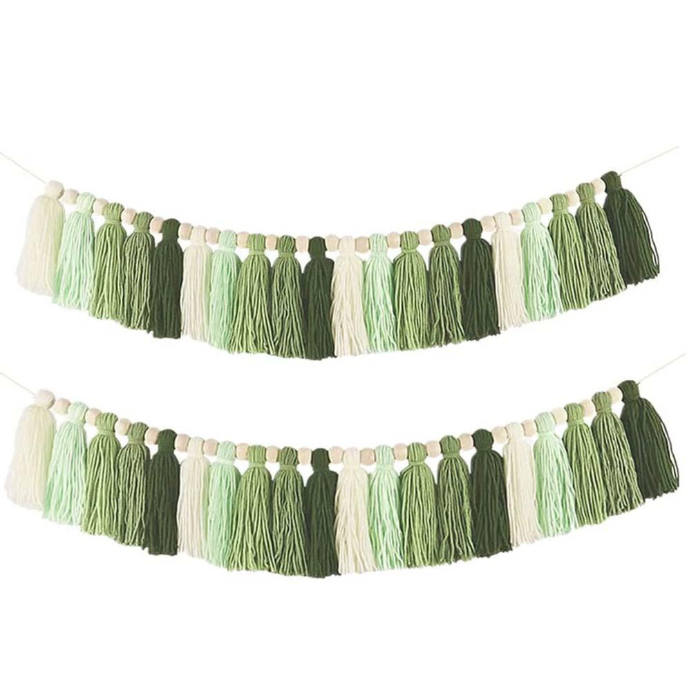 European & American Style Wool Thread Wooden Beads Tassel Wall Hanging Ornament