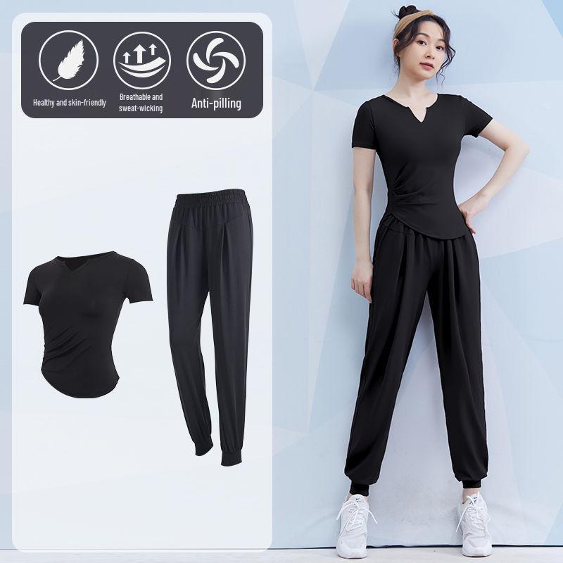 Women's Spring/Summer Yoga Suit Set - Short Sleeve Activewear for Outdoor Runs, Pilates, and Fitness Training
