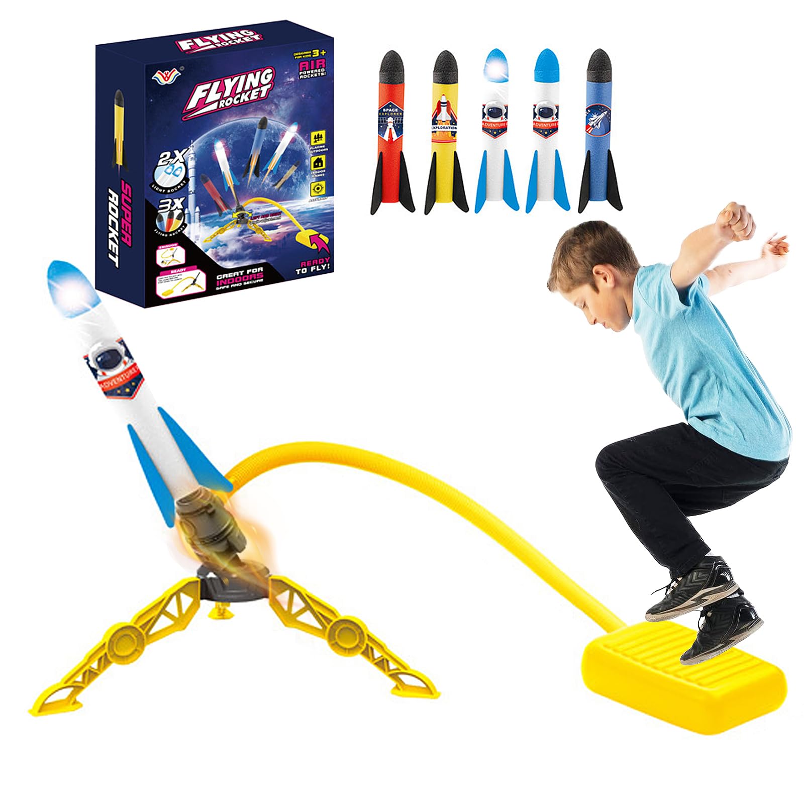 Rocket Launcher, Rocket Toy Game, Kids & Adults, Step-On Launch, Catapult, Long-Range Flying Foam Rocket, Foot Rocket Launcher, Pedal Rocket, Park Roc