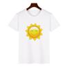 Trendy ShortSleeved Unisex Tshirt Sun Pattern Print Casual Polyester ParentChild Matching Summer Fashion Top for Boys Girls