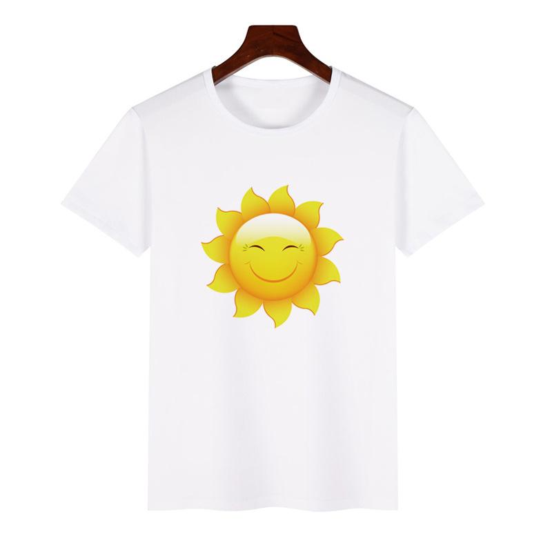 Trendy ShortSleeved Unisex Tshirt Sun Pattern Print Casual Polyester ParentChild Matching Summer Fashion Top for Boys Girls