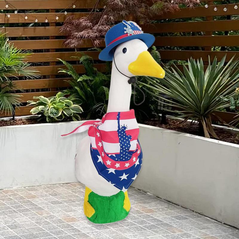 Porch Geese Clothes Patriotic Lawn Geese Statue Clothing Garden Decoration Accessories For Patio Courtyard Yard Statue Decor