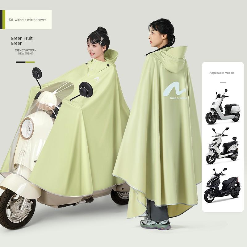 Electric Scooter Raincoat for Two People, Men and Women, Thickened and Enlarged, Long Full-Body Rain Poncho for Heavy Rain, Motorcycle Riding Rainwear