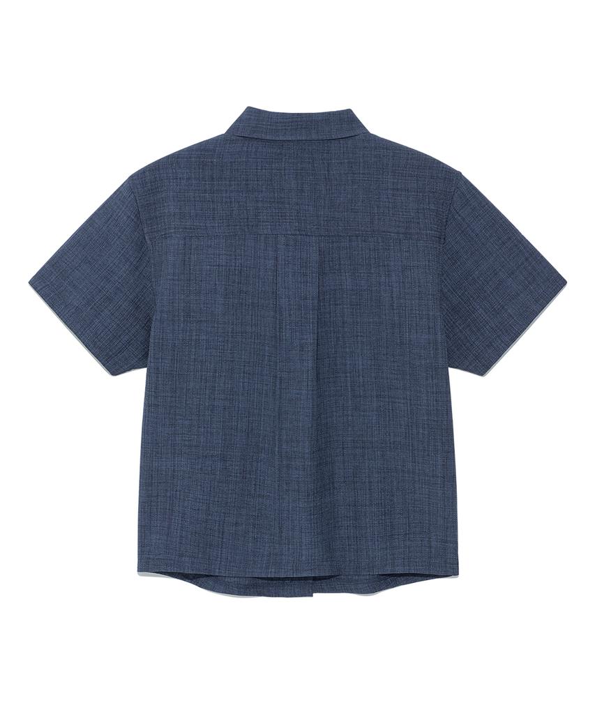THE COLDEST MOMENT (W) Tcm Mini Logo Textured Half Shirt (Navy)