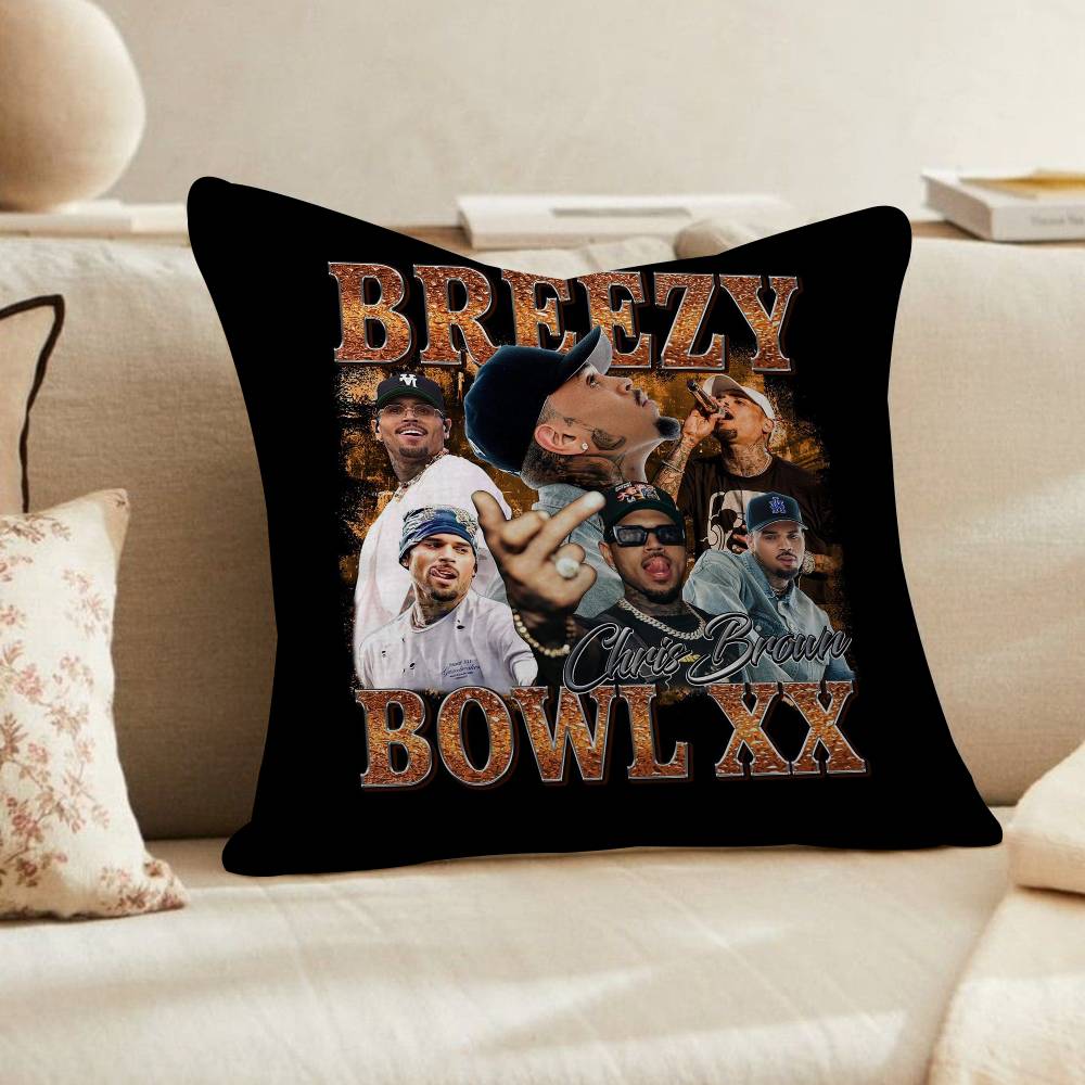 Chris Brown Rapper Breezy Vintage Pillow Anime Pillow Sofa Bed Head Pillow Cover Cushion Cover Fashion