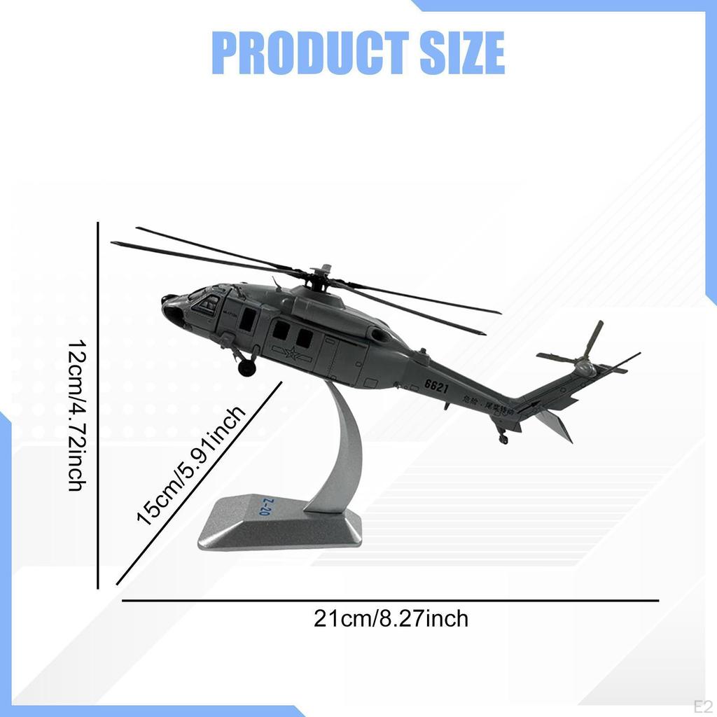Hubschraubermodell mit Ständer 1:100 Maßstab Spielzeug Desktop-Dekor CNC-Bearbeitung Legierungsornament Simulation