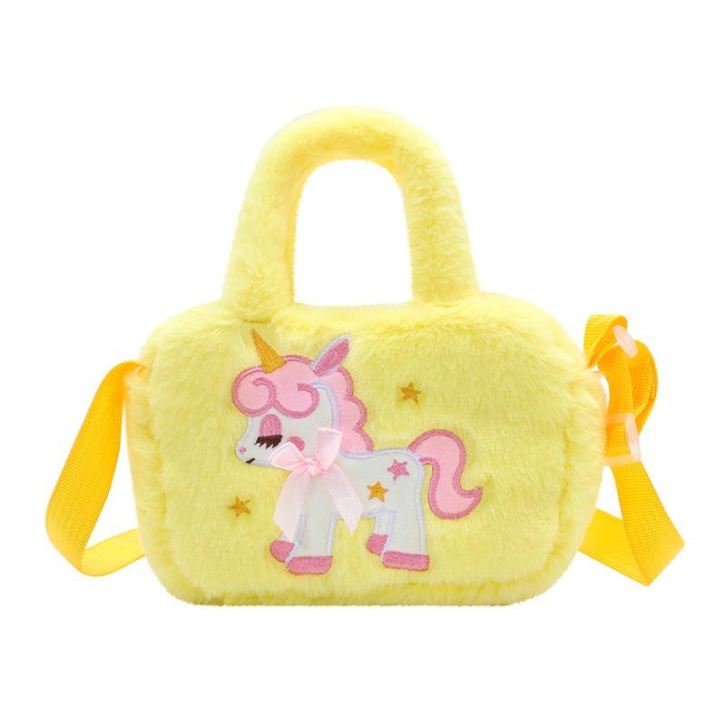 Niedliche Plüsch Einhorn Umhängetasche für Kinder Cartoon-Design Weich und flauschig Perfekt für Kindergarten und täglichen Gebrauch Lila