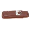 Portable Travel Cigar Case Wear Resistance Leather Cigar Holder with Cigar Clipper for 2 Cigars Business Office