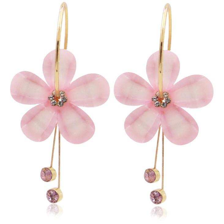 Korean Acrylic Zircon Tassel & Sunflower Stud Earrings Set