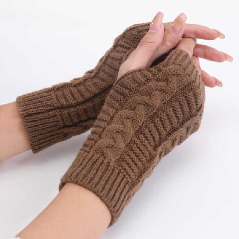 Men'S And Women'S Autumn And Winter Warm Gloves, Simple And Fashionable Exposed Finger Gloves, Knitted Yarn Exposed Half Finger Warm Wrist Guards