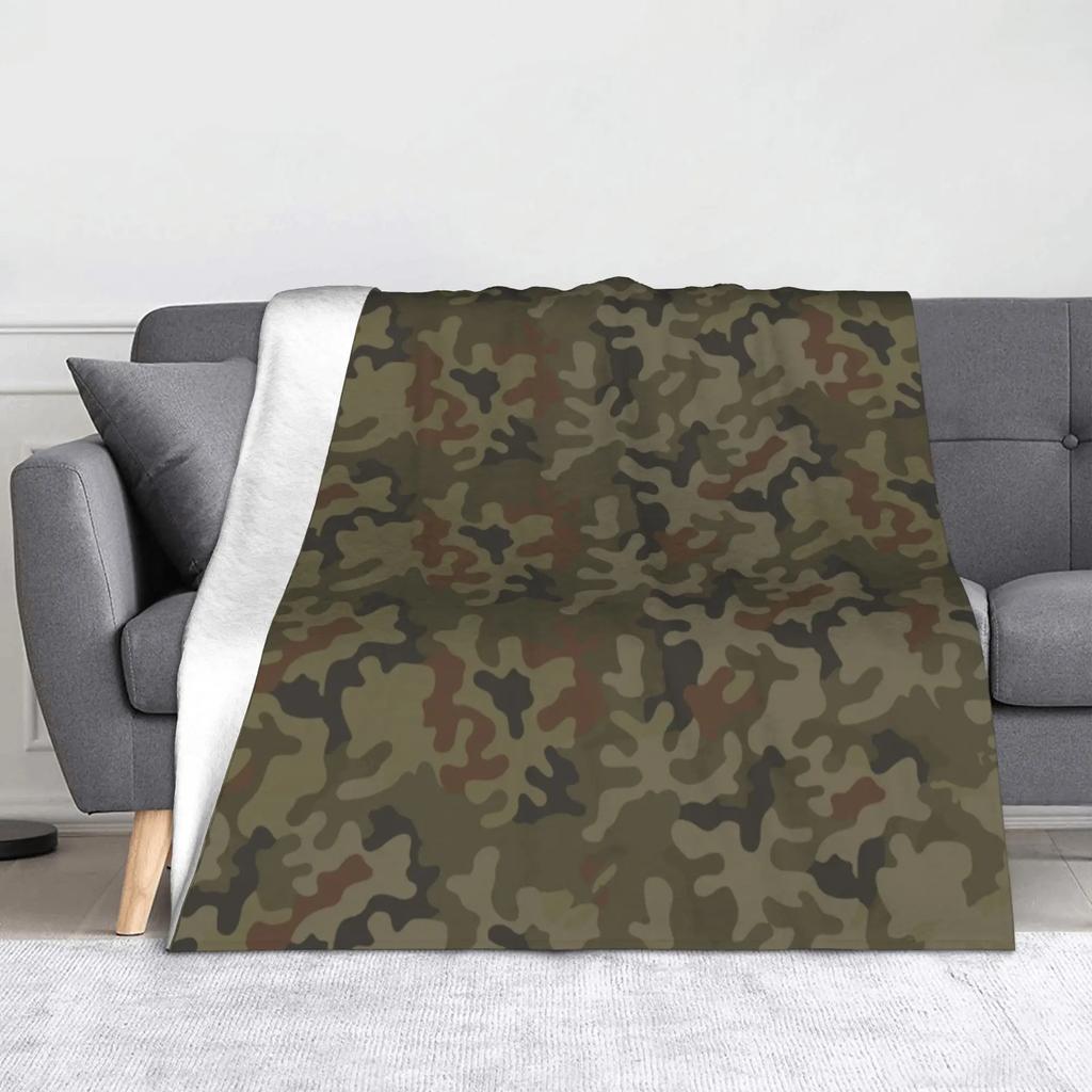 Camo Camouflage Flannel Throw Blankets Sea Texture Blanket for Bed Outdoor Lightweight Thin Plush Thin Quilt