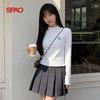 SPAO Korean Style Ruffled Collar Bear Embroidery Long Sleeve Top