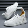 Neue Herren Freizeit-Schuhe aus echtem Leder Atmungsaktiv Mikroporös Flache Skate-Schuhe Schnür-Sneaker