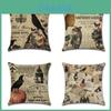 Luxurious Cotton Linen Halloween Pillow Cases With Pumpkin Pattern And Invisible Zipper