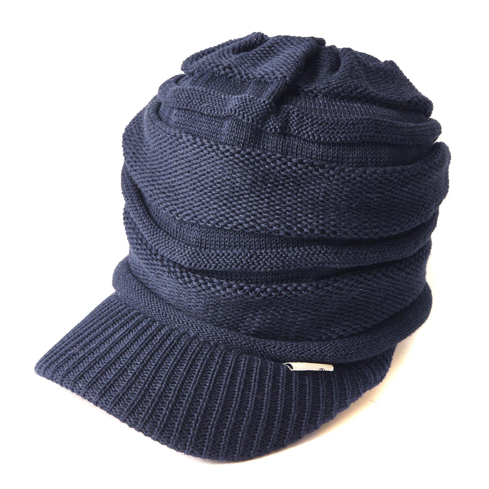 

CHARM Brimmed Knit Hat Hat Large Knit Hat Cotton Knit Newsboy Cap (Men s/Women s) Spring/Summer (Free Size/Navy)