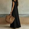 Women Sleeveless Bohemian Button Down Pocket Casual Long Shirt Dress Lightweight Loose Fit Summer Maxi Dress