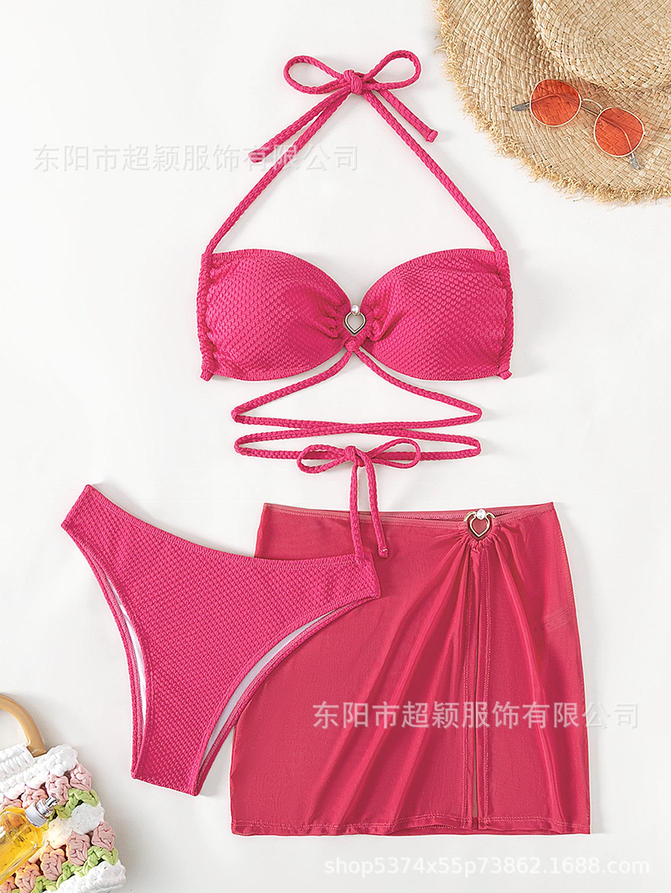 European And American Elegant Bikini Love Jewelry Popular Three-Piece Swimsuit Bikini XS